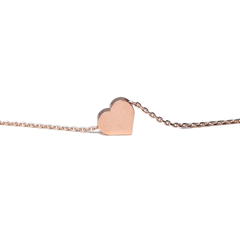 layering necklace dainty heart minimalist necklace Tiny Rose Gold Heart Necklace Rose Gold Heart dainty rose gold heart Heart Pendant