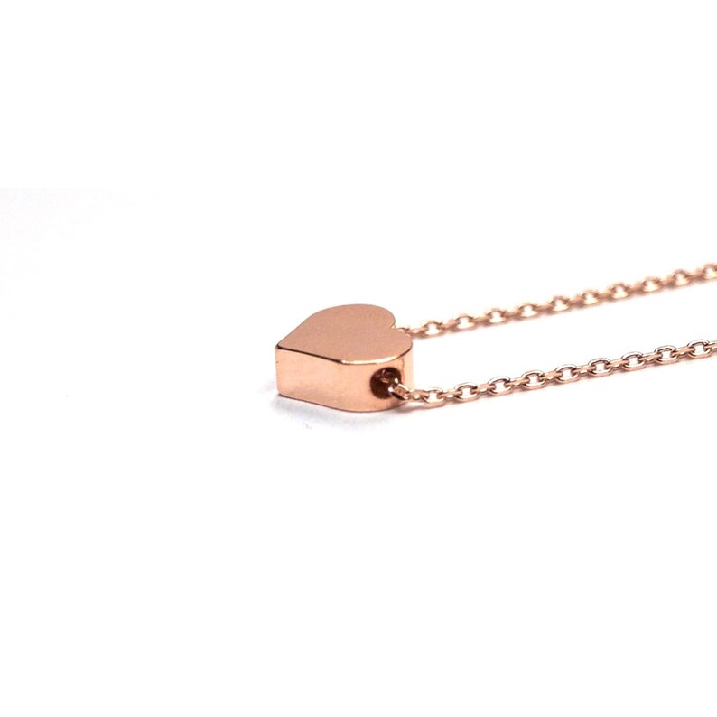 layering necklace dainty heart minimalist necklace Tiny Rose Gold Heart Necklace Rose Gold Heart dainty rose gold heart Heart Pendant