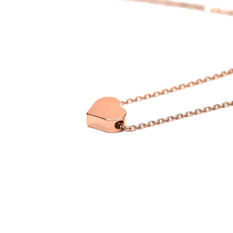 layering necklace dainty heart minimalist necklace Tiny Rose Gold Heart Necklace Rose Gold Heart dainty rose gold heart Heart Pendant