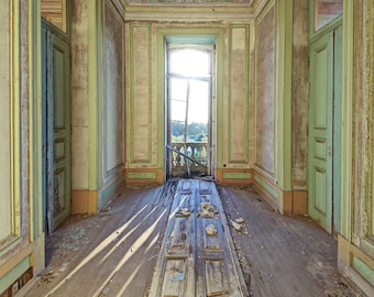 Photo taken inside a derelict palace in Portugal, poster print, Dibond, Fine Art Hahnemühle for wall decor