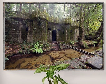 Photo of a small abandoned castle in a forest in Portugal, paper, Dibond, ART