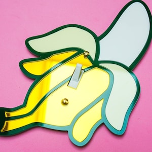 Mirror Banana Wall Cover / Fruity Switch plate / Fruit themed decor / Banana Peel Light Switch Plate / Duplex Outlet / Toggle / Foodie Gift