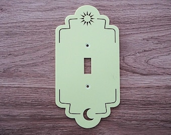 Scalloped Sun and Moon / Custom Switch Plate Cover / Star wall cover / Outlet plate/ Art Deco Wall Decor