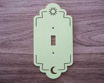Sol y luna festoneados / Cubierta de placa de interruptor personalizada / Cubierta de pared de estrella / Placa de enchufe / Decoración de pared Art Déco