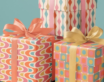 Retro Pattern Wrapping paper sheets / Vintage Christmas paper