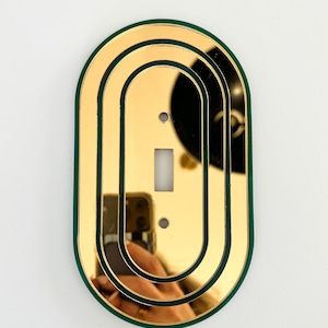 Gold and Dark Green Art Deco Decorative light switch cover  / Outlet plate cover