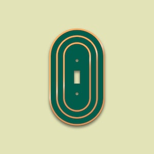 Dark Green and Gold Art Deco Decorative light switch cover  / Outlet plate cover