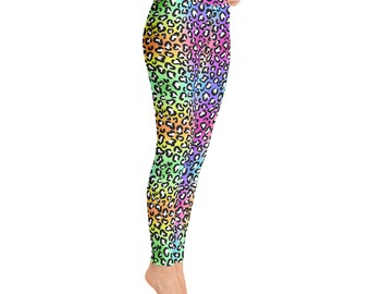 Rainbow Leopard Leggings. Animal 
