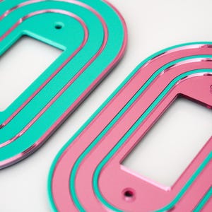 Pink Mirror and Gloss Teal light switch cover Set - Set of Two