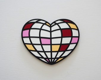 Mirror Disco Heart Wall Art: Groovy Modern Decor (7x5.7)