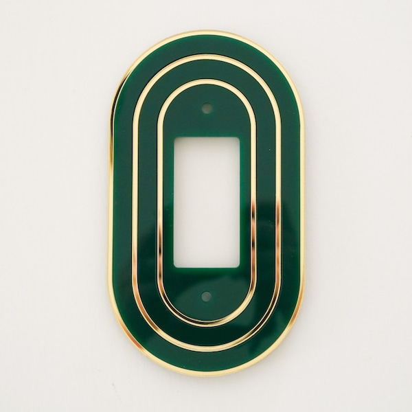 Cubierta decorativa para interruptor de luz/placa de enchufe estilo art déco en verde oscuro y dorado