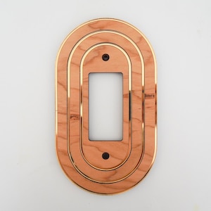 Art Deco Cherry Wood Light Switch Cover: Gold Accent Outlet