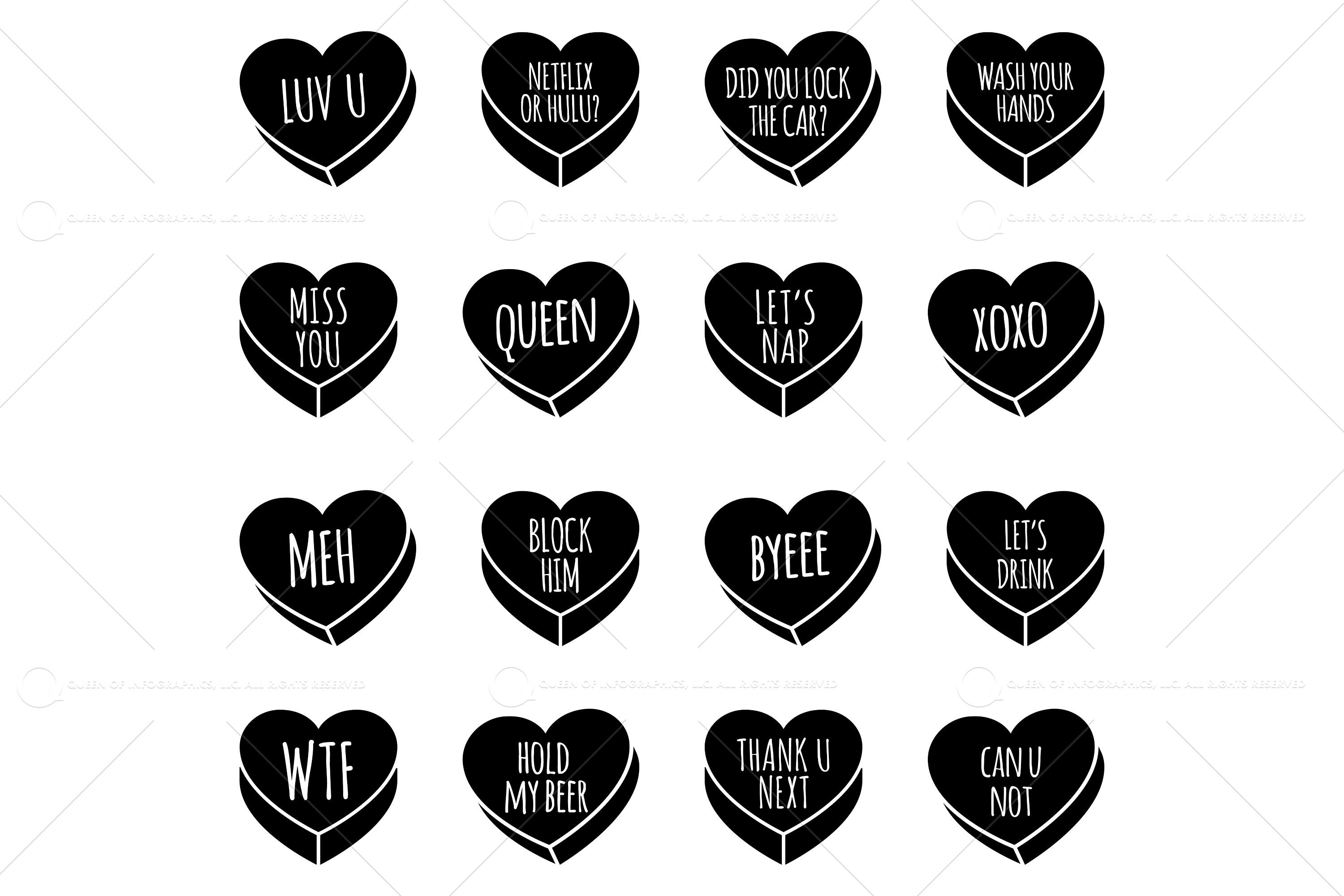 Funny Valentine's Day Candy Hearts SVG and PNG | Etsy