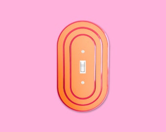 Pink and Orange Art Deco light switch cover /  Light switch covers / Outlet plate cover