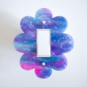 Cotton Candy Flower Light Switch Cover / Floral Wall Light Switch Cover / Funky daisy / Power Switch Plate / Outlet cover