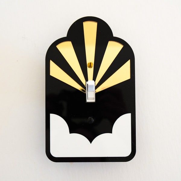 Cubierta de placa de interruptor de luz o tapa de enchufe de salida Art Deco con diseño de rayos de sol