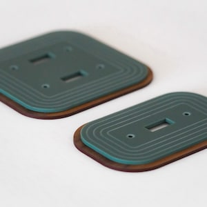 Sage Green and Wood Art Deco light switch plate cover /  Low profile decorative switch plates / Outlet plate cover  / MCM decor