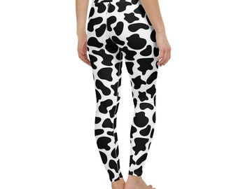 Cow spots pattern Leggings | yoga pants | lounge wear | cow pattern pants | Hot pants | rollerskating outfit | festival wear | high waist