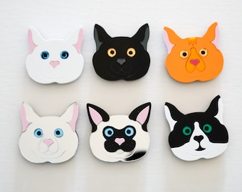 Cute Cat Magnets / Large cat faces / Kitten Gift / Cat mom / Cat mirror eyes