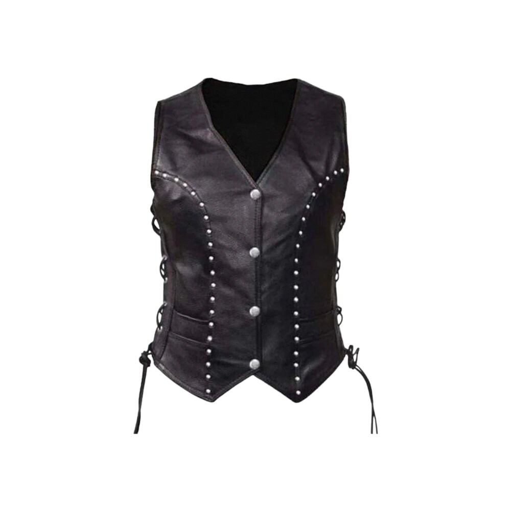 Black leather waistcoat ladies best sale
