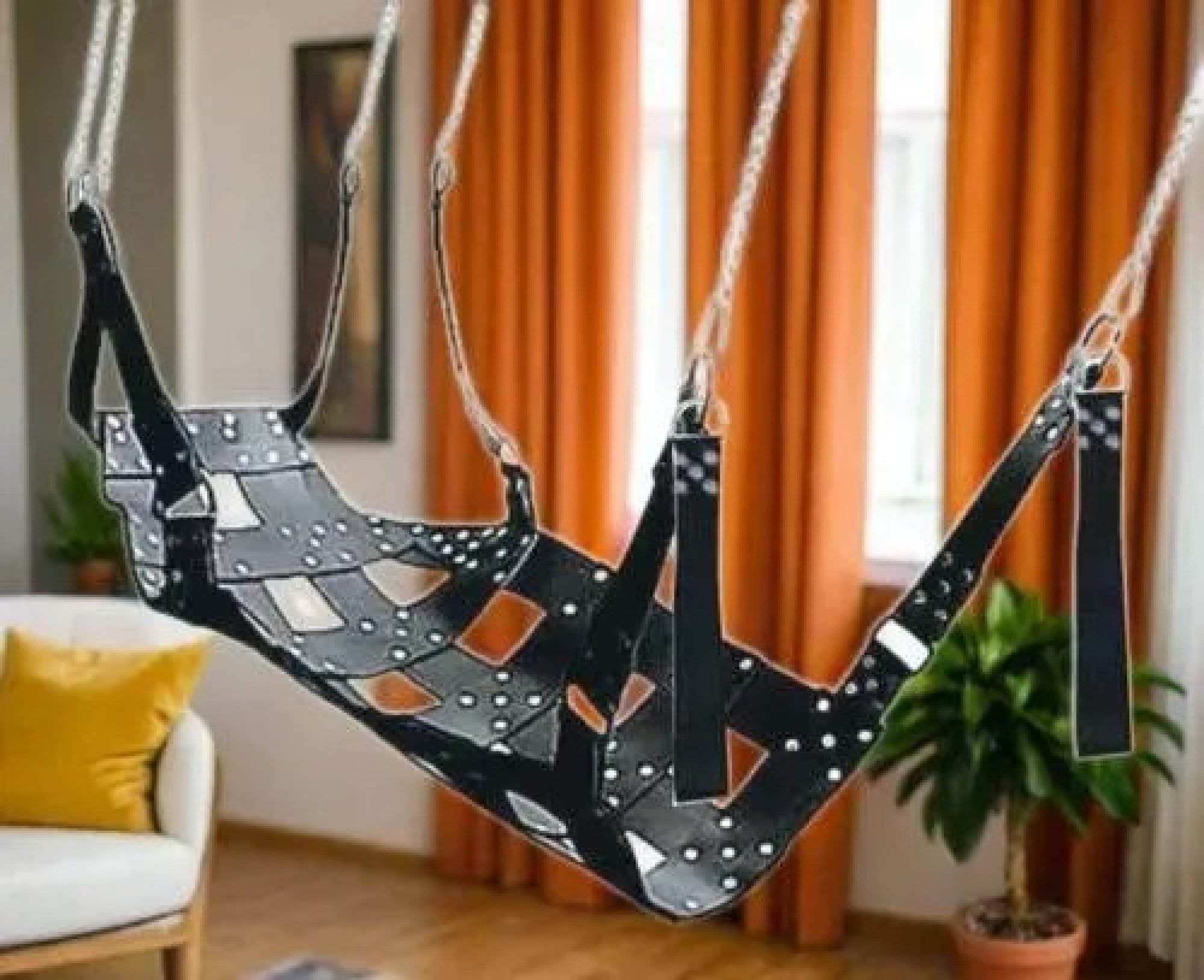 Heavy Duty Genuine Leather Sex Sling and Swing. BDSM Leather Adult Play Hammock. SEX SLING and