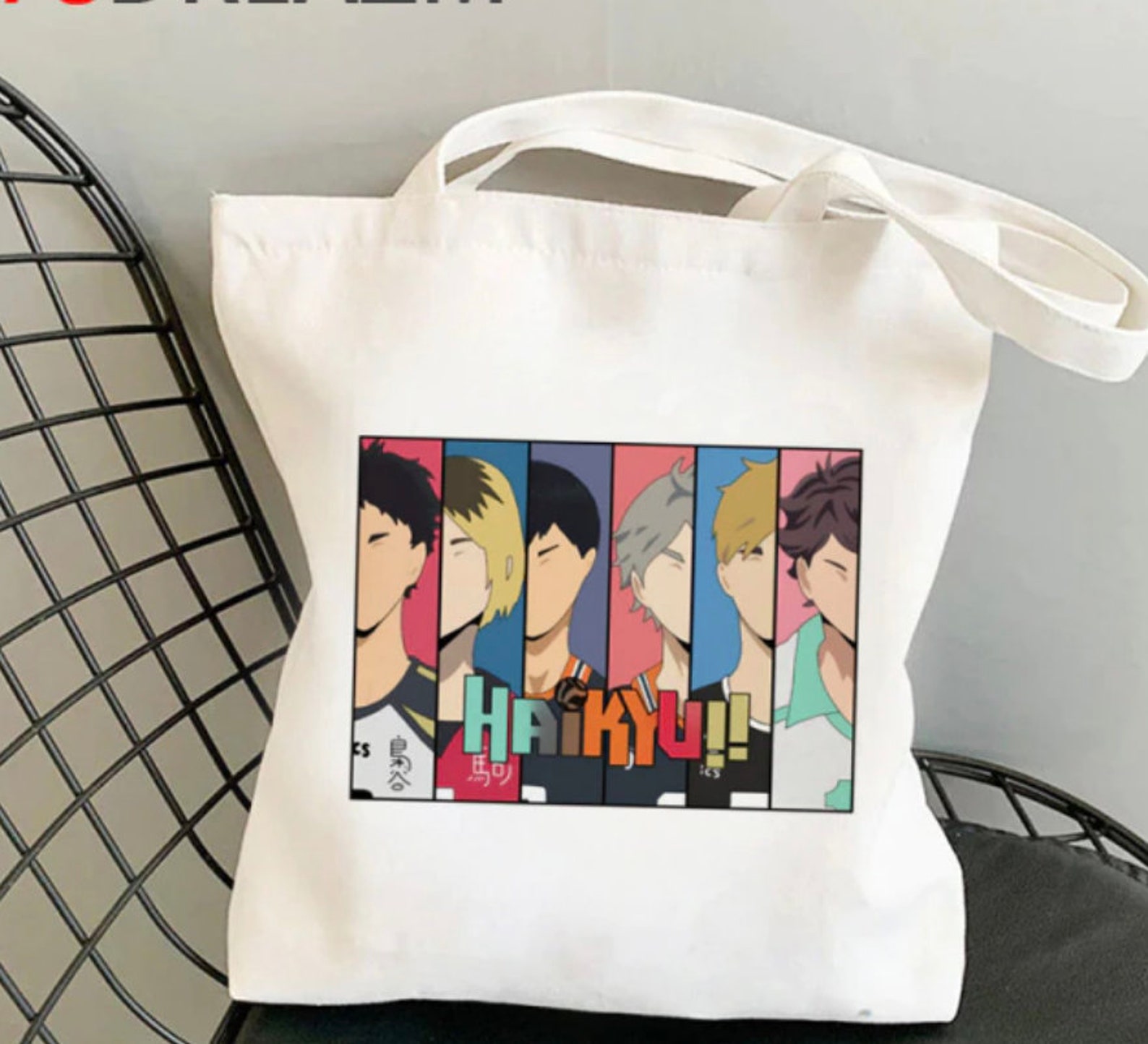 Anime Styled Graphic Printed Tote Bag Haikyuu Etsy