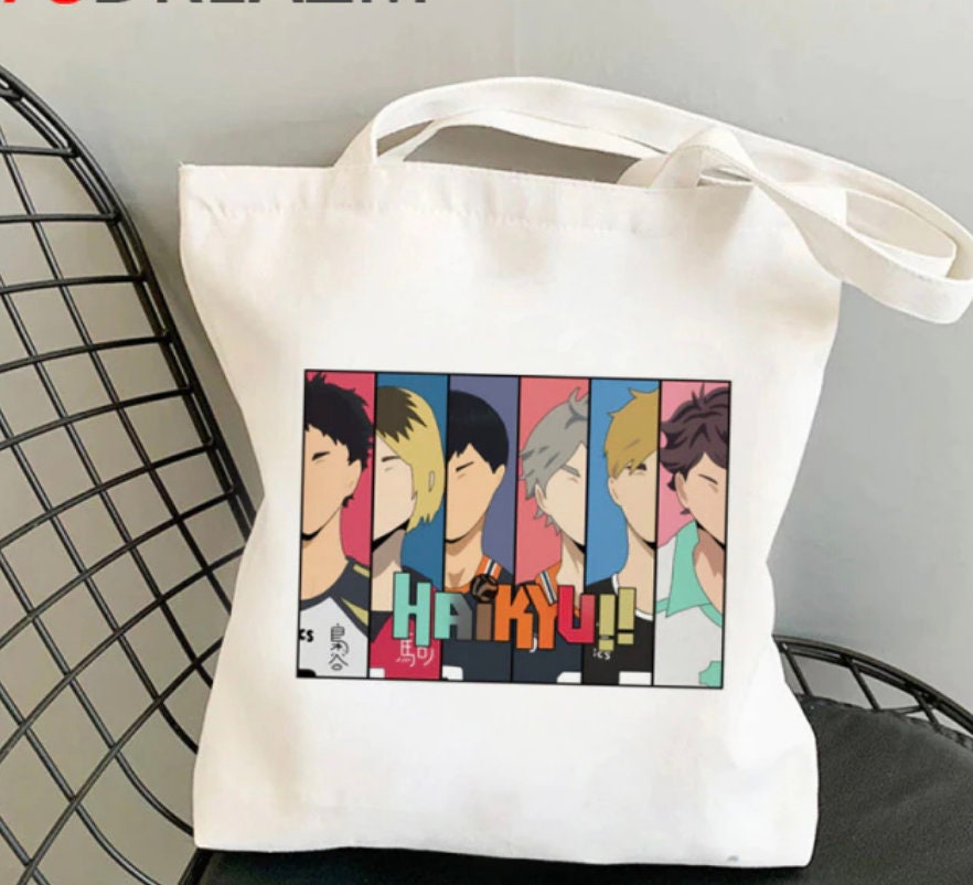 Anime Styled Graphic Printed Tote Bag Haikyuu Etsy