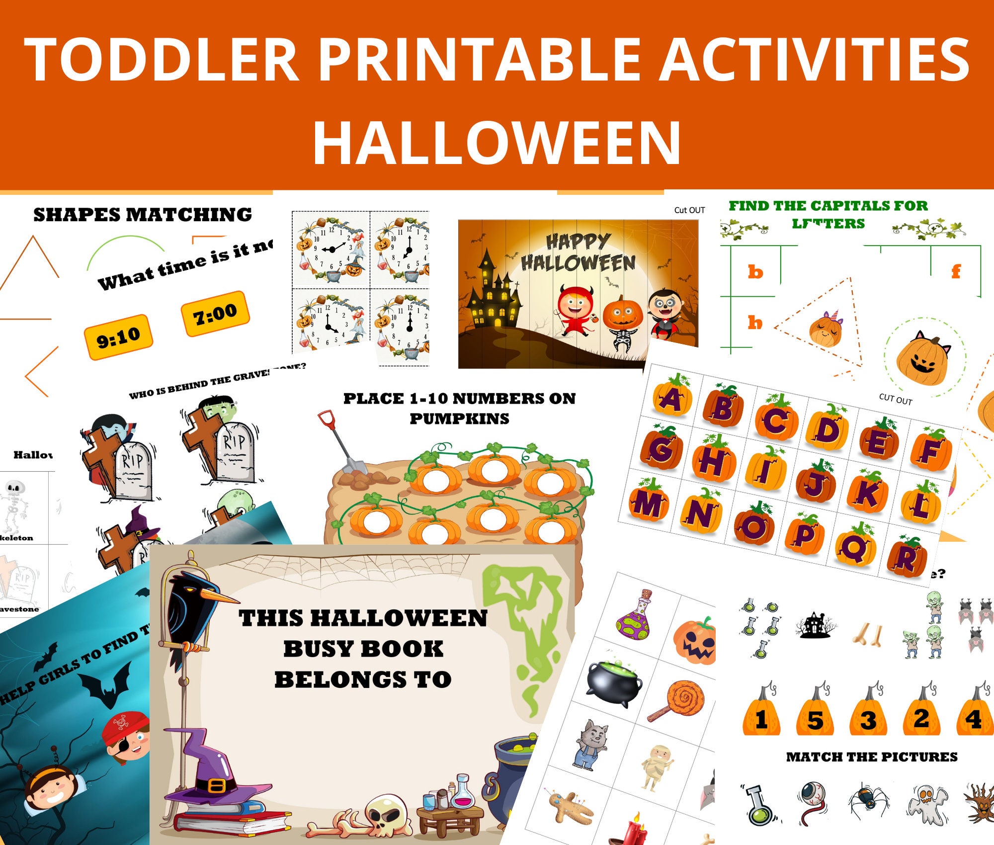 Toddler busy book Halloween printables PDF 3 year old busy Etsy