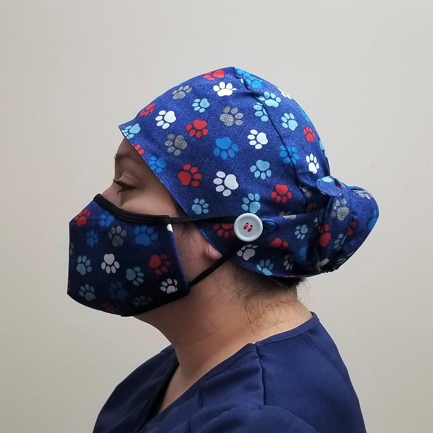 Hair Cover Cap & Face Mask Blue Paws Hair Cover Cap & Face Mask Blue Paws