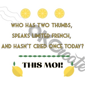 30 Rock Liz Lemon Zwei Daumen Limitiert Französisch Dies Moi svg schneide Dateien für Cricut & eps, ai, png, pdf Clipart. Vektorgrafik DIGITAL DOWNLOAD