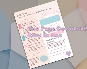 Emotional Reset Sheet: Burnout Recovery, Mental Health Check-In (Printable & Fillable PDF)