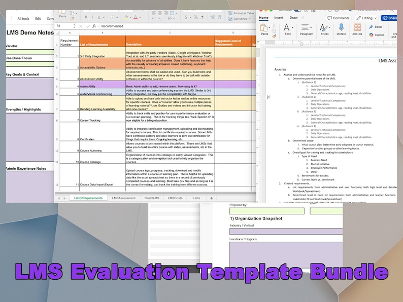 LMS Evaluation Template | Vendor Demo, Stakeholder Intake (excel + PDF ...