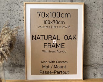 Natural Oak Wood Frame for 70x100 or 100x70 cm | 70 x 100 cm and 100 x 70 cm | Wooden Frame