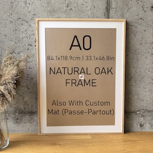 Poster Frame A0 | Solid Oak Wood Picture Frame A0 | For Art & Photos Sized 84,1x118,9 or 118,9x84,1cm | Photo Frame A0 | Natural Oak