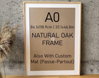 Poster Frame A0 | Solid Oak Wood Picture Frame A0 | For Art & Photos Sized 84,1x118,9 or 118,9x84,1cm | Photo Frame A0 | Natural Oak