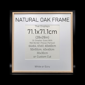 Bilderrahmen Quadratisch 28x28 Zoll | Rahmen Aus Echter Eichen Holz | Für 71,1x71,1cm & Mit Passe Partout Für 65x65cm 64x64 61x61 60x60cm