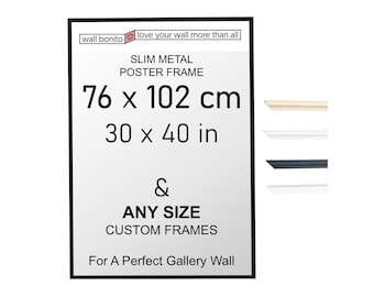 76x102cm Modern Black Frame | For Picture Size 76cm x 102cm or 102cm x 76cm | Ultra-Thin Metal Frame | 14More Colors