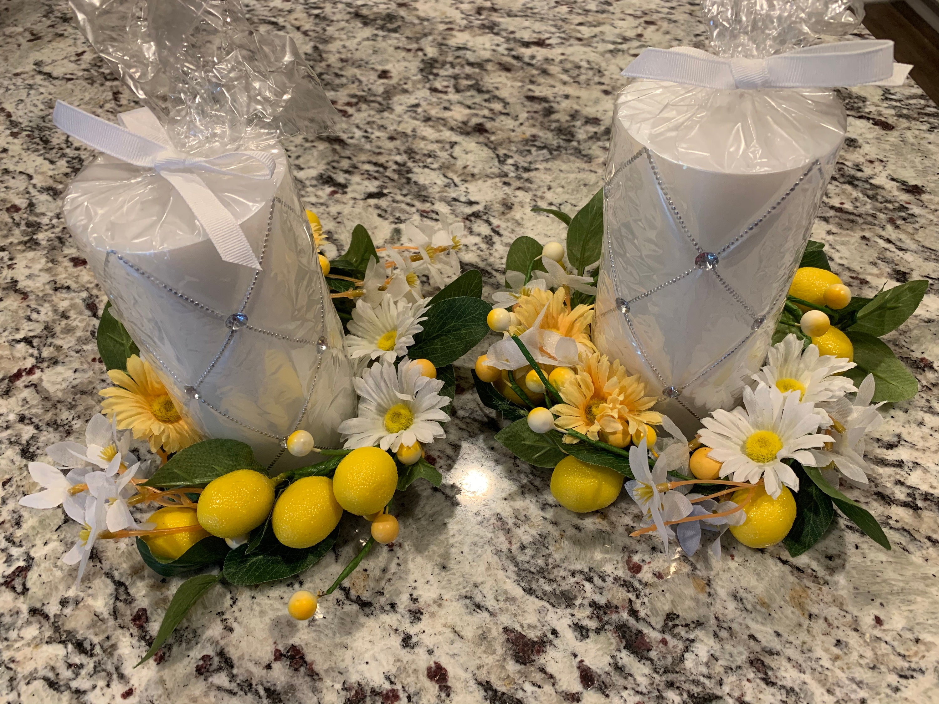 Spring Yellow Lemon Floral Candle Ring Candle Holder Lemons Etsy