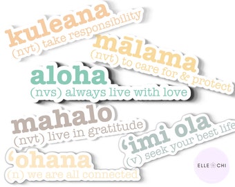 Hawaiian Values *Color* Die Cut Stickers- Ready to Ship