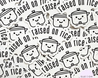 Raised on Rice Die Cut Stickers- Ready to Ship