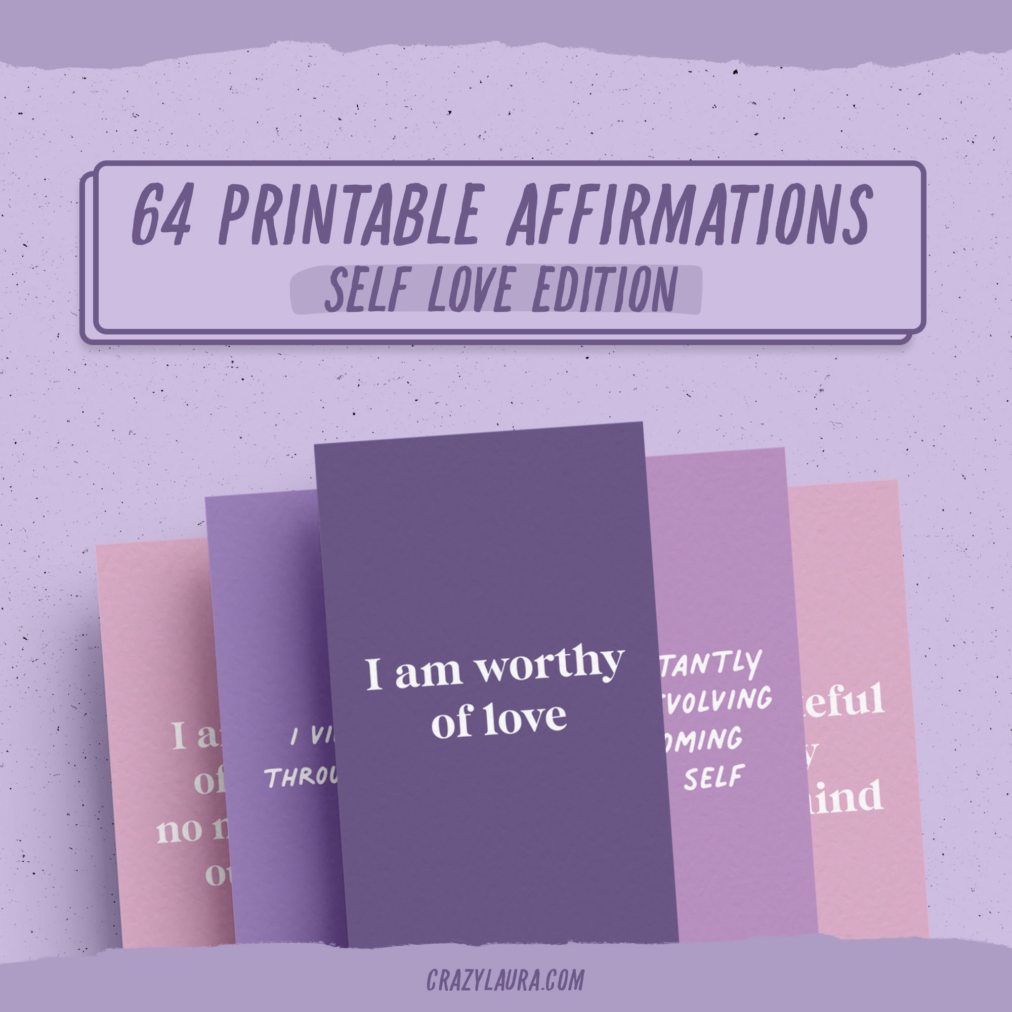 64 Printable Self Love Affirmations , Self Care Encouragement Cards ...