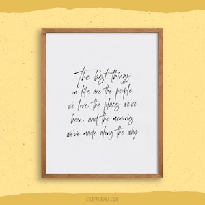 Citação sobre as melhores coisas da vida, impressão sobre vida e amor, arte de parede para escritório, pôster inspirador, citação sobre a vida para imprimir
