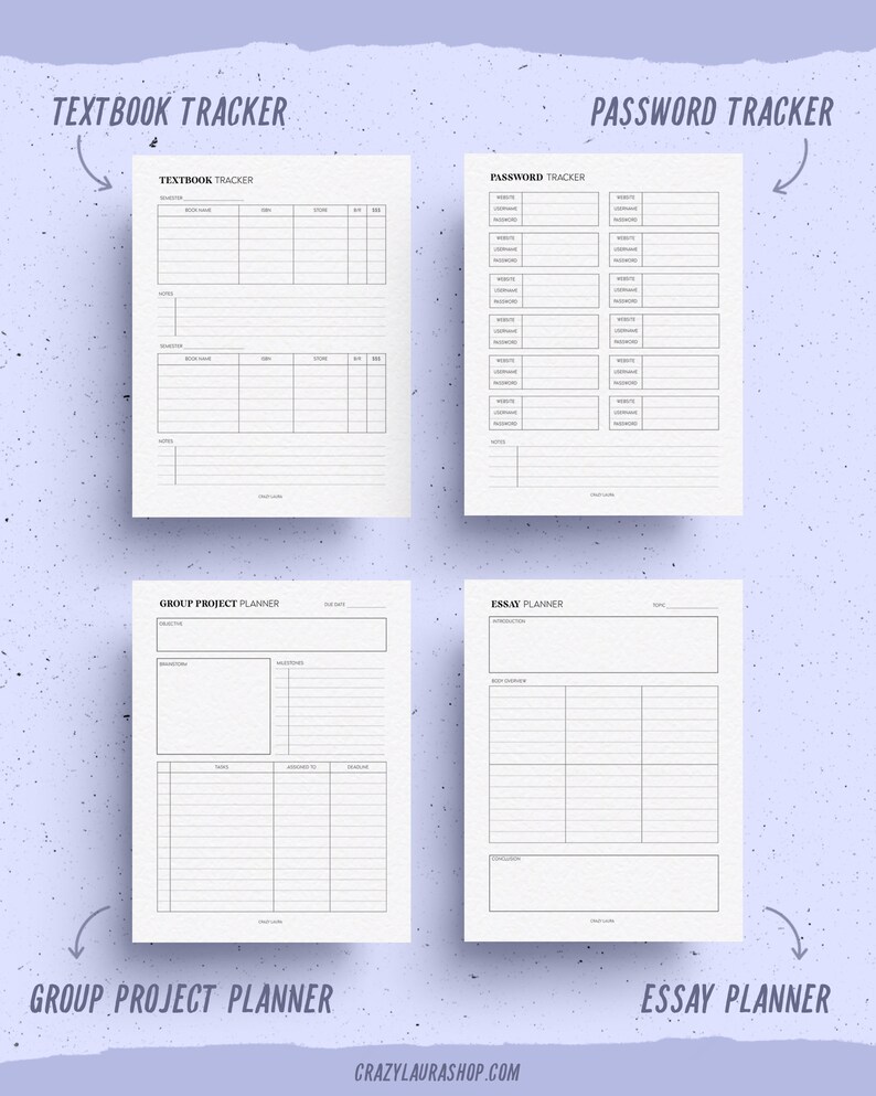 Student Planner Printable Bundle, Monthly, Weekly, Daily Planners, 16 ...