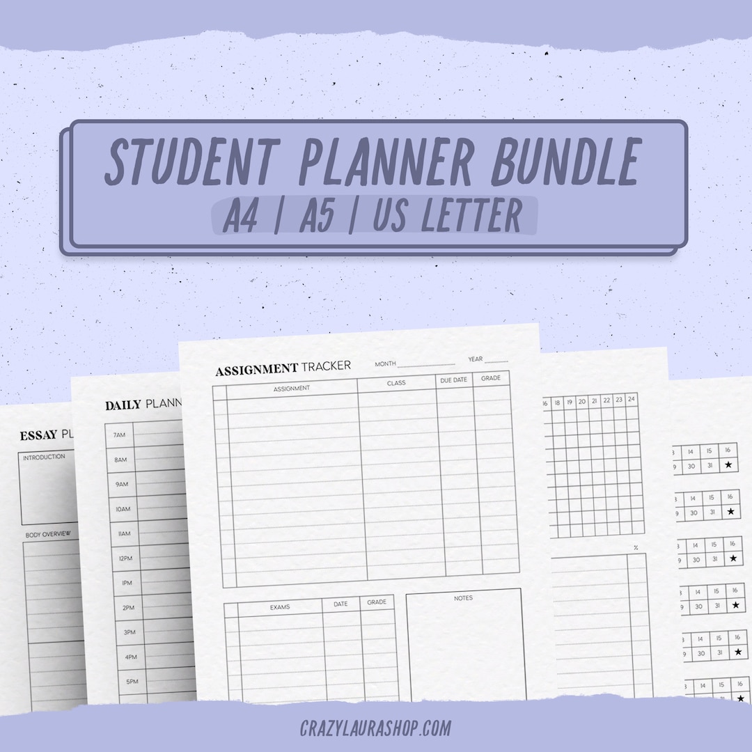 Student Planner Printable Bundle, Monthly, Weekly, Daily Planners, 16 ...