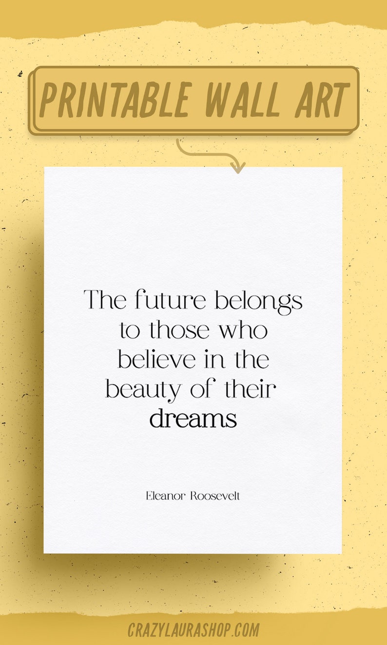 Eleanor Roosevelt Printable Wall Art Believe in Your Dreams - Etsy