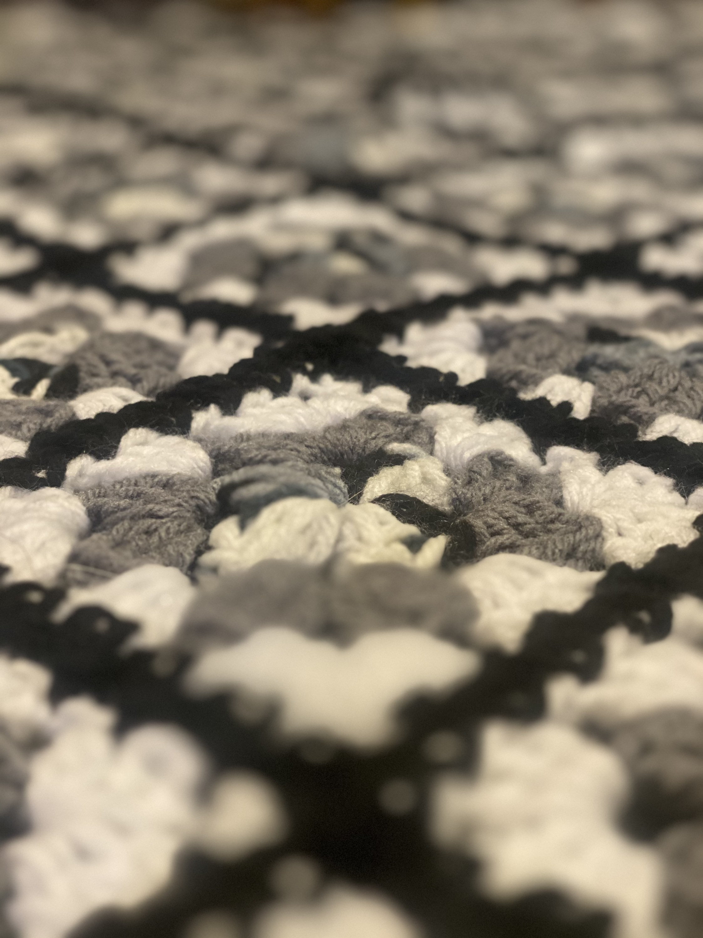 Black and White Granny Square Blanket Etsy