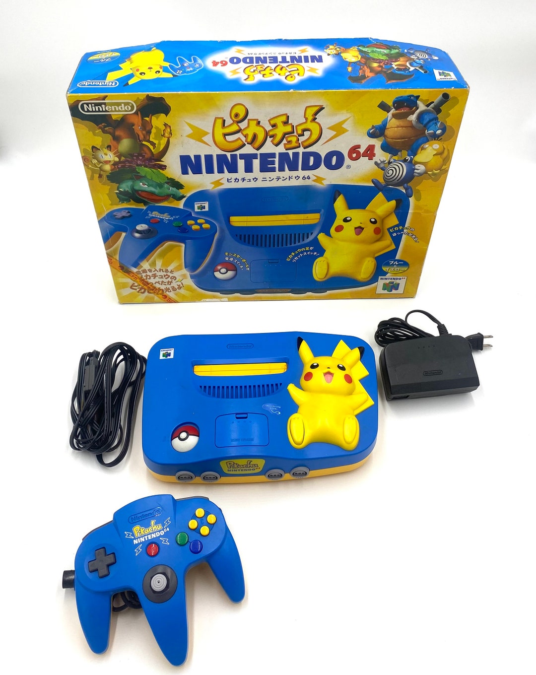 NINTENDO 64 PIKACHU ブルー ピカチュウ バージョン Authentic Nintendo 64 Pikachu Blue N64 Console Complete in