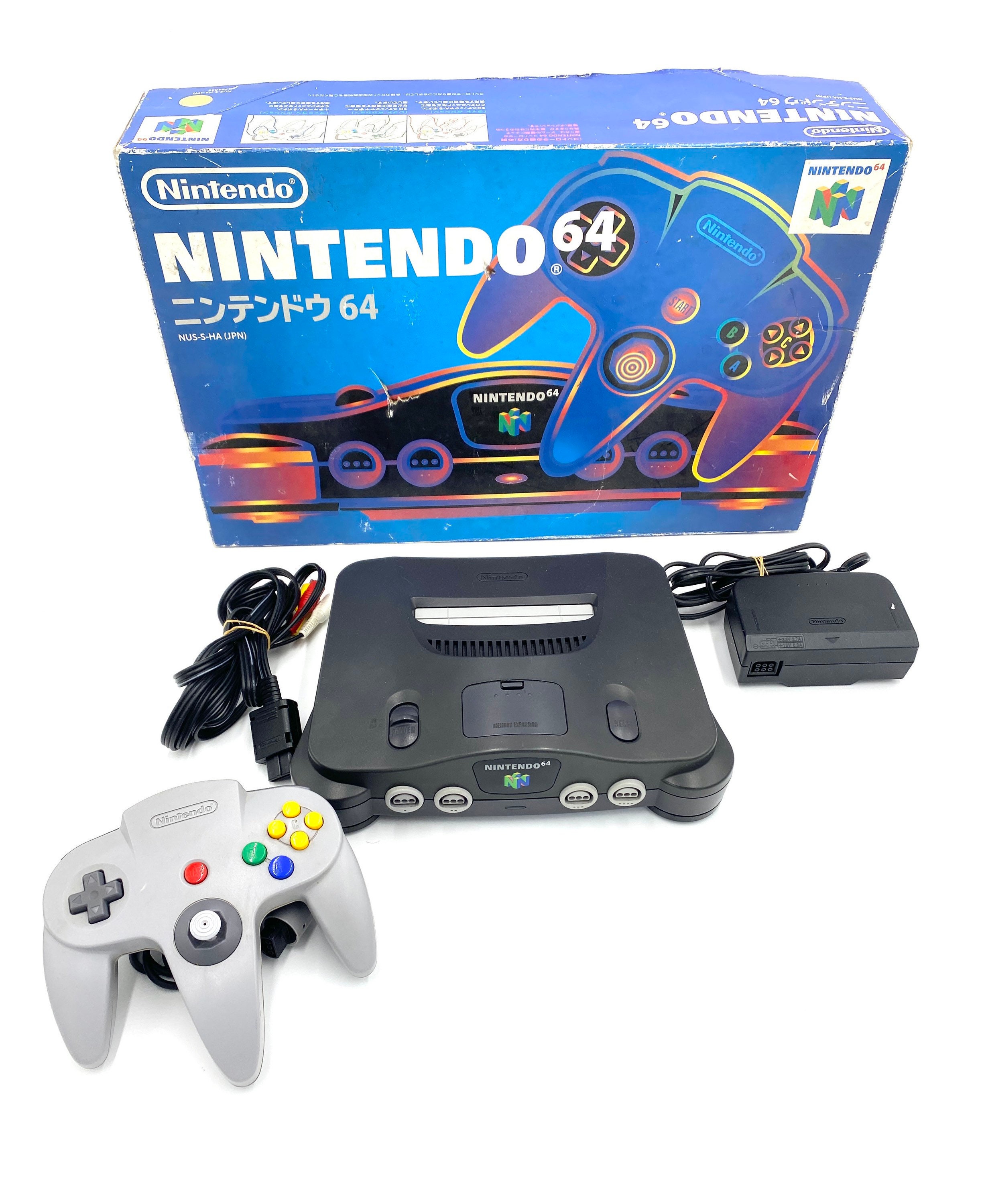 Nintendo 64 N64 Charcoal Black Console Region Free Original Controller  Jumper Pak Original Wires Bundle in Original BOX -  Sweden