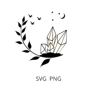 Crystals moon SVG clipart cricut, shirt svg, printable Png, vector graphics Download png, silhouette cricut