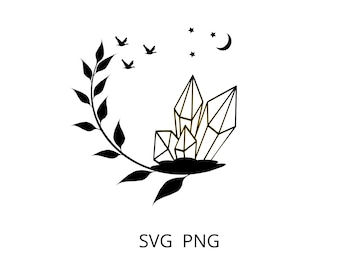 Kristalle Mond SVG Clipart Cricut, Shirt svg, printable Png, Vektorgrafiken Download png, Silhouette Cricut